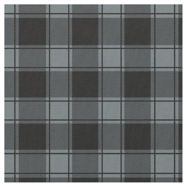 Grey Blue & Black Buffalo Plaid Tyg (Närbild)