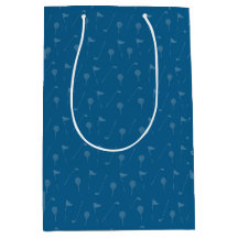 Grey Blue Golf Ball / Flag Pattern Gift Bag