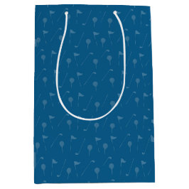 Grey Blue Golf Ball / Flag Pattern Gift Bag