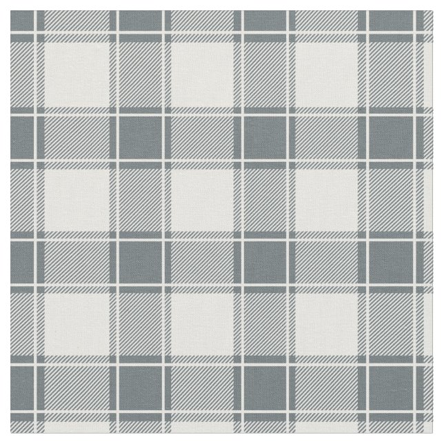 Grey Blue & White Buffalo Plaid Tyg (Närbild)