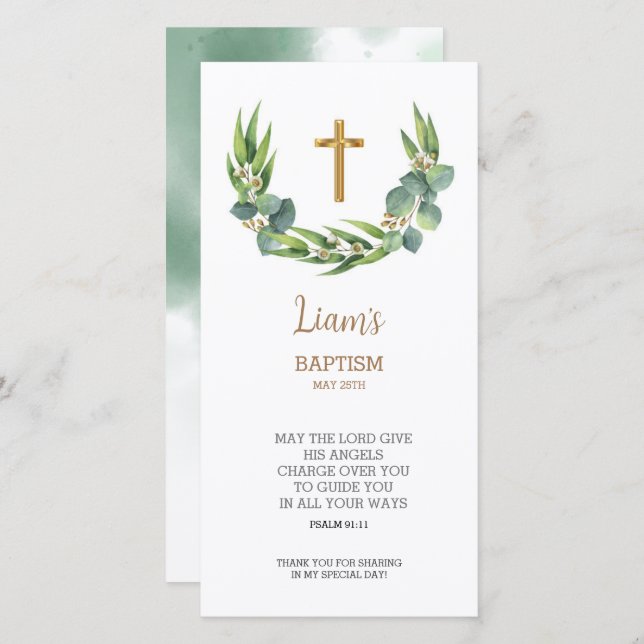 Grey Bookmark - tackkort, baptism-förmån Tack Kort (Fram/baksida)