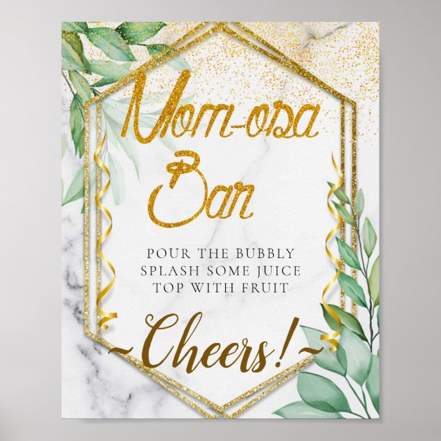 Grey Botanical Baby Shower Mimosa Pub-tecken Poster (Framsidan)