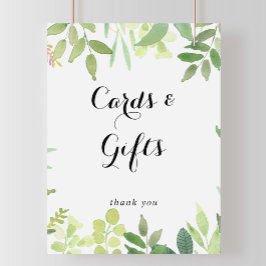 Grey Botanical Foliage Cards and Gifts Sign Poster