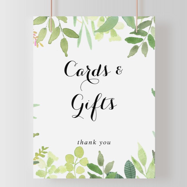 Grey Botanical Foliage Cards and Gifts Sign Poster (Skapare uppladdad)