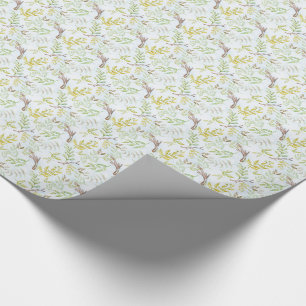 *~* Grey Botanical Guld Lämnar Twigs Grenar Presentpapper