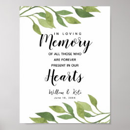 Grey botanical In loving Memory Sign Poster
