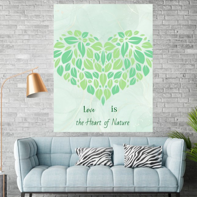 Grey Botanical Löv Watercolor Heart Poster (Skapare uppladdad)