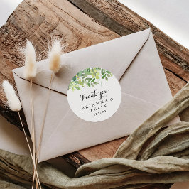 Grey Botanical Tack Wedding Favor Runt Klistermärke