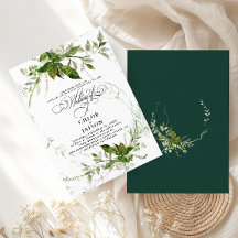 Grey Botanicals Watercolor Calligraphy Bröllop