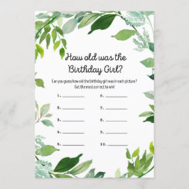 Grey Botanique Birthday Girl Game 5x7’ Storlek Inbjudningar