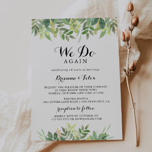 Grey Botanique Foliage vi gör igen Vow Renewal Inbjudningar