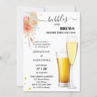 Grey Bubbles and Brews Par Shower Inbjudningar