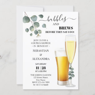 Grey Bubbles and Brews Par Shower Inbjudningar