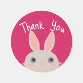 Grey Bunny Thank You Small Business Party Favor Runt Klistermärke