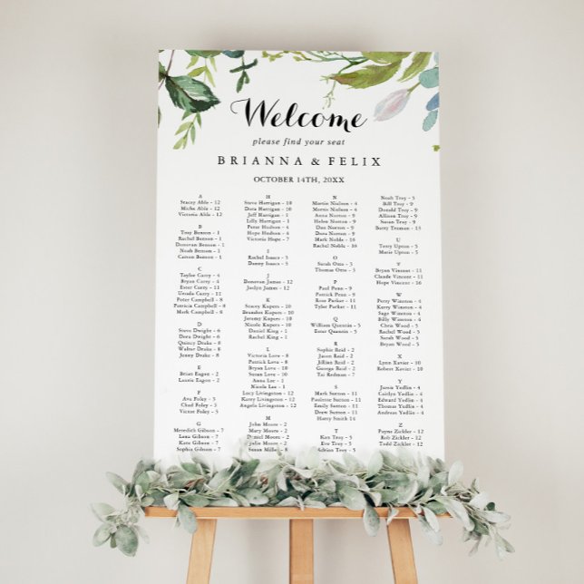 Grey Calligraphy Alphabetical Seating Chart Poster (Skapare uppladdad)