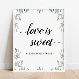 Grey Calligraphy Bröllop Kärlek är Sweet Sign Poster