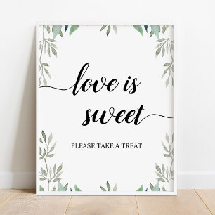 Grey Calligraphy Bröllop Kärlek är Sweet Sign Poster