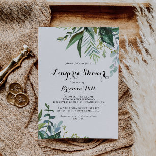 Grey Calligraphy Möhippa Lingerie Shower Inbjudningar