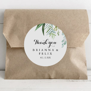 Grey Calligraphy Tack Wedding Favor Runt Klistermärke