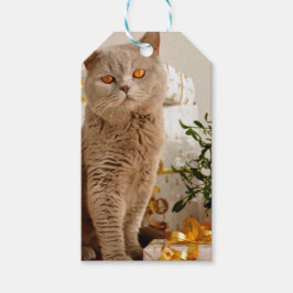Grey Cat Golden Gifts Presentetikett