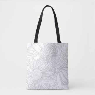 Grey Chrysanthemums Line Drawing with Name Tygkasse