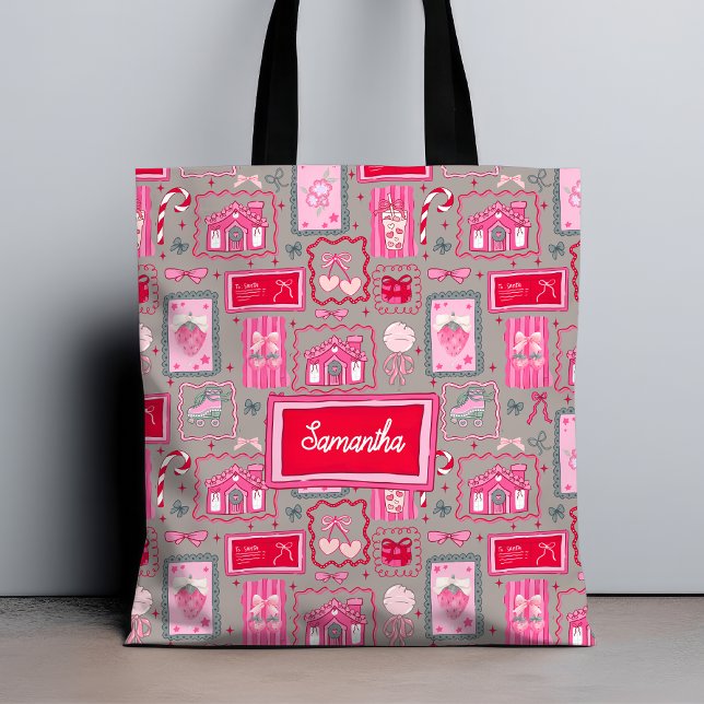 Grey Coquette aesthetic girly whimsical pattern  Tygkasse (Skapare uppladdad)
