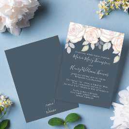 Grey Elegant Watercolor Rustic Blommigt Grått Inbjudningar