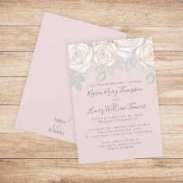 Grey Elegant Watercolor Rustic Blommigt  Inbjudningar