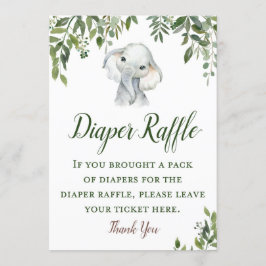 Grey Elephant Diaper Raffle Sign Storlekare 5x7-tu Inbjudningar