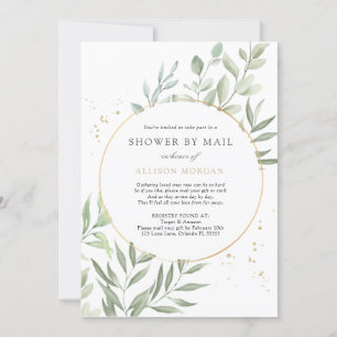 Grey Eucalyptus Baby Shower by Mail Inbjudningar