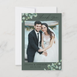 Grey Eucalyptus bröllop, fotopatentkort - tack Kort