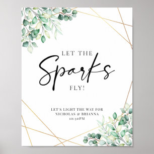 Grey Eucalyptus Bröllop Sparkler - skicka av Poster