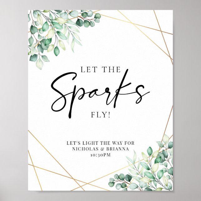 Grey Eucalyptus Bröllop Sparkler - skicka av Poster (Framsidan)
