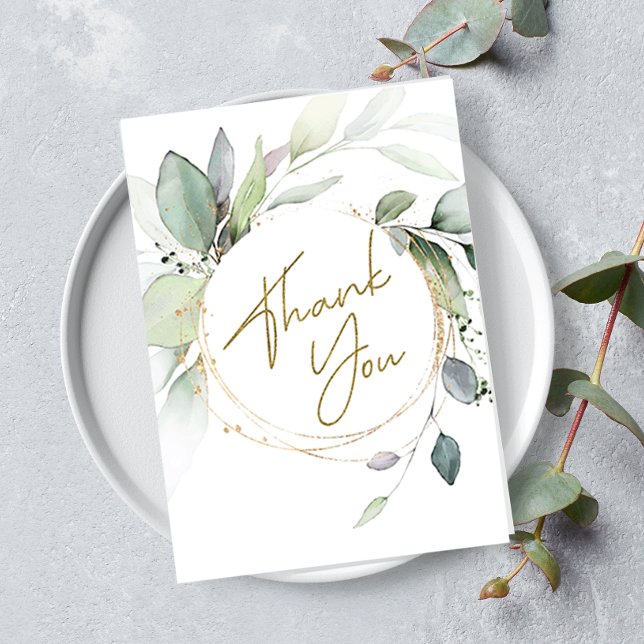 Grey Eucalyptus Foldad tackkort (Eucalyptus Thank you card)