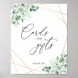 Grey Eucalyptus Geometric Cards and Gifts Poster