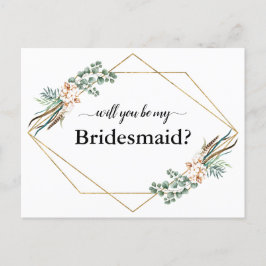 Grey Eucalyptus Kommer du att bli mitt Bridesmaid- Helg Vykort