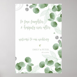 Grey Eucalyptus Lämnar välkommen till Bröllop Poster