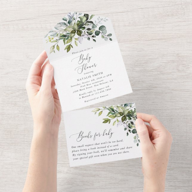 Grey, Eucalyptus Löv, Boho, Baby Shower (Avrivbar del)