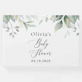 Grey, Eucalyptus Löv, Boho, Baby Shower Gästböcker