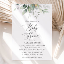 Grey, Eucalyptus Löv, Boho, Baby Shower