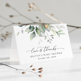 Grey, Eucalyptus Löv, Boho, Baby Shower Tack Kort