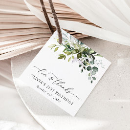 Grey, Eucalyptus Löv, Boho, Birthday Gåvor Etiketter