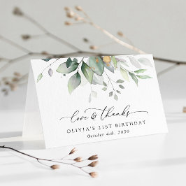 Grey, Eucalyptus Löv, Boho, Birthday Tack Kort