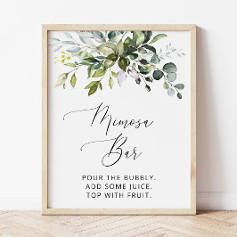 Grey, Eucalyptus Löv, Boho, Mimosa Pub Poster