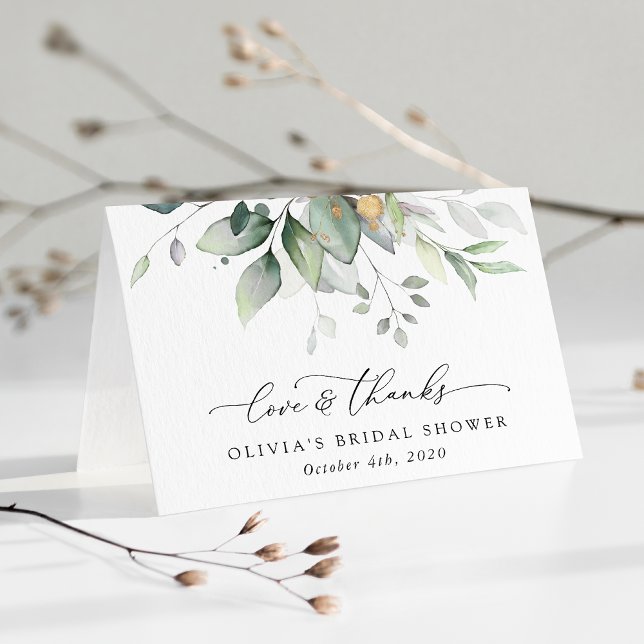 Grey, Eucalyptus Löv, Boho, Möhippa Tack Kort (Skapare uppladdad)