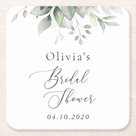 Grey, Eucalyptus Löv, Boho, Möhippa Underlägg Papper Kvadrat