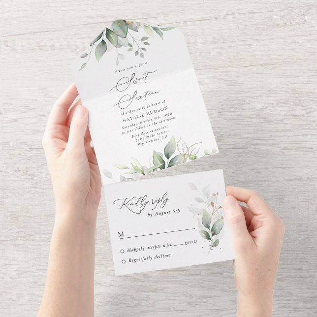 Grey, Eucalyptus Löv, Boho, Sweet 16 (Avrivbar del)