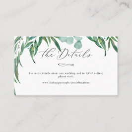 Grey Eucalyptus+Luxe Calligraphy-kort Visitkort