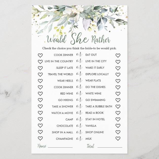 Grey Eucalyptus skulle hon hellre hellre än hellre Flygblad (Framsidan)