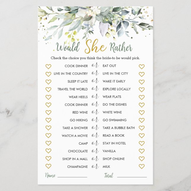 Grey Eucalyptus skulle hon hellre hellre än hellre Flygblad (Framsidan)